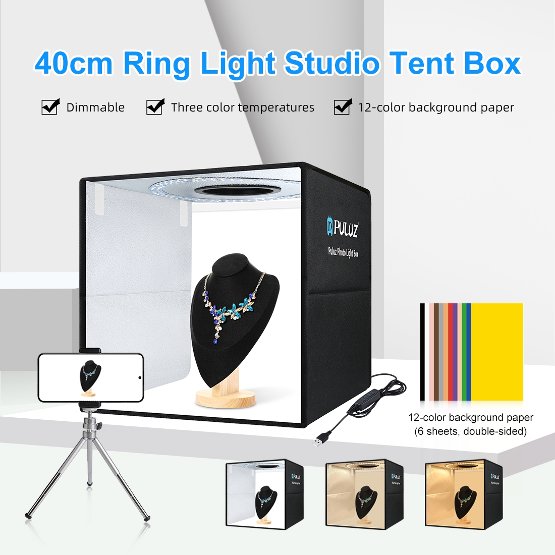 PULUZ Caja de Luz Plegable Por - Photography Lighting Backdrop reseña y precio